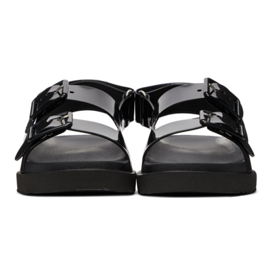 Shop Gucci Black Rubber Double G Sandals In 1000 Nero