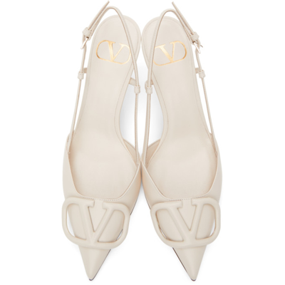 Shop Valentino Vlogo Slingback Heels In I16 Light Ivory