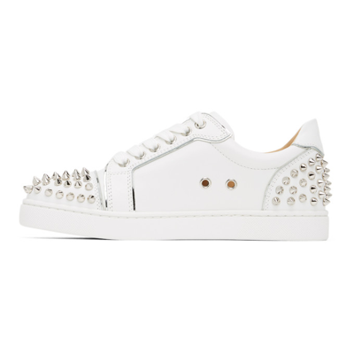Shop Christian Louboutin White Vierissima Spikes Sneakers In H924 White