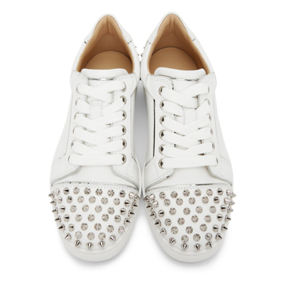 Shop Christian Louboutin White Vierissima Spikes Sneakers In H924 White