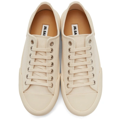 Shop Jil Sander Off-white Canvas Sneakers In 103 Opale