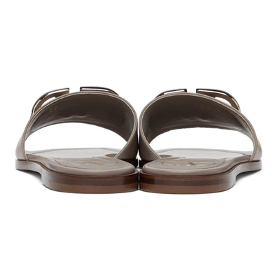 Shop Valentino Taupe Vlogo Slides In 416 Clay