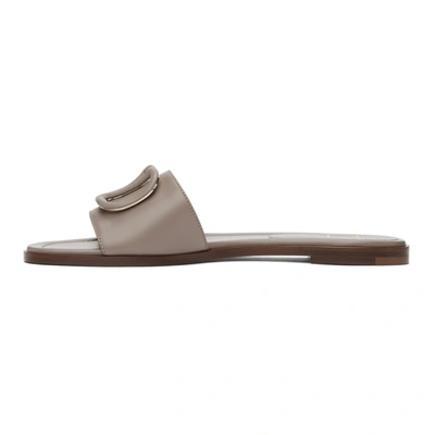 Shop Valentino Taupe Vlogo Slides In 416 Clay