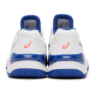 Shop Asics White & Blue Court Ff2 Sneakers In 103 White/lapis Lazu