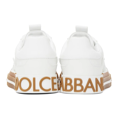 Shop Dolce & Gabbana White & Tan Custom 2.zero Sneakers In 80001 White