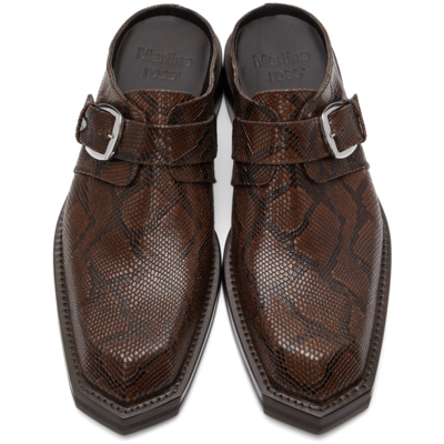 Martine Rose Brown Python Chisel Toe Mules In Mr449 Brown Python