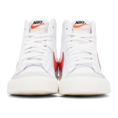 Shop Nike White Blazer Mid 77 Vintage Sneakers In White/habanero Red-s