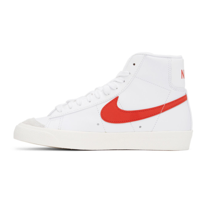 Shop Nike White Blazer Mid 77 Vintage Sneakers In White/habanero Red-s