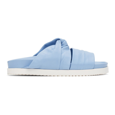 Shop 3.1 Phillip Lim / フィリップ リム Blue Leather Twisted Slides In Pe500 Periwinkle