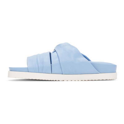Shop 3.1 Phillip Lim / フィリップ リム Blue Leather Twisted Slides In Pe500 Periwinkle