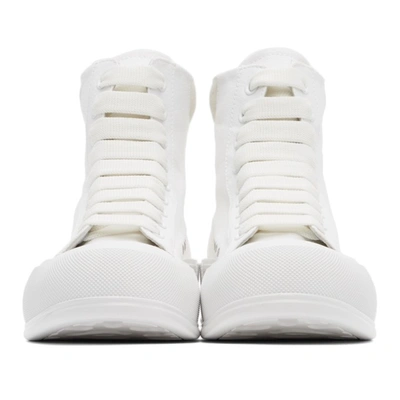 Shop Alexander Mcqueen White Deck Plimsoll High-top Sneakers In 9000 White/white/whi