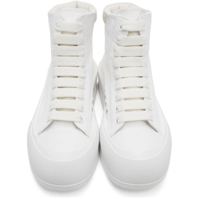 Shop Alexander Mcqueen White Deck Plimsoll High-top Sneakers In 9000 White/white/whi