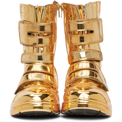 Shop Junya Watanabe Gold Zebec Edition Oil Resistant Ankle Boots In 2 Gold