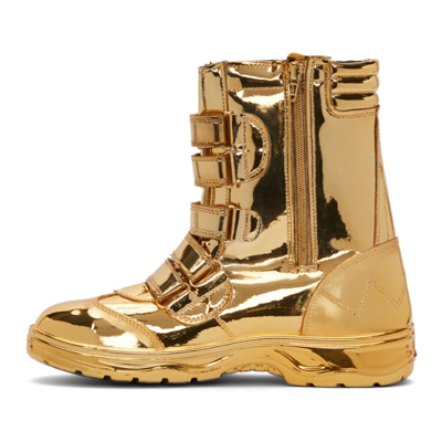 Shop Junya Watanabe Gold Zebec Edition Oil Resistant Ankle Boots In 2 Gold