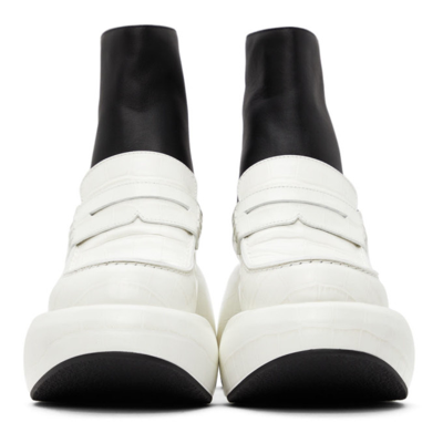 Shop Loewe Black & White Wedge Loafer Boots In 1957 Soft White/blac