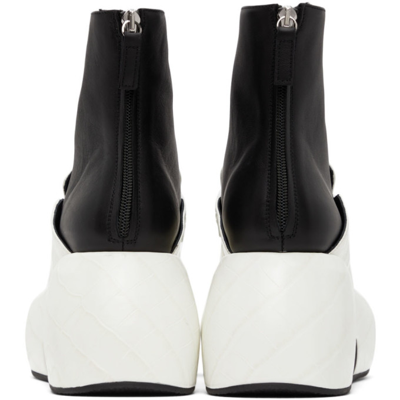 Shop Loewe Black & White Wedge Loafer Boots In 1957 Soft White/blac