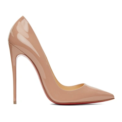 Shop Christian Louboutin Beige Patent So Kate 120 Heels In Pk1a Nude