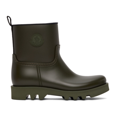 Shop Moncler Green Ginette Matte Rubber Boots In 833 Military