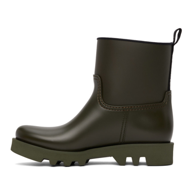 Shop Moncler Green Ginette Matte Rubber Boots In 833 Military
