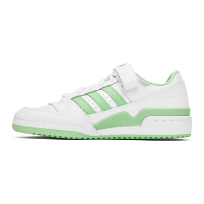 Shop Adidas Originals White & Green Forum Low Sneakers In Ftwr White/glory Mi