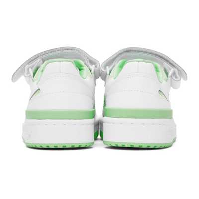 Shop Adidas Originals White & Green Forum Low Sneakers In Ftwr White/glory Mi