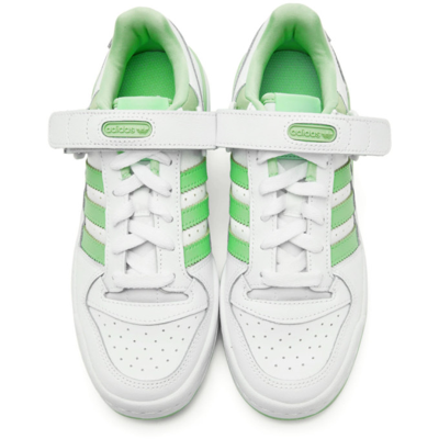 Shop Adidas Originals White & Green Forum Low Sneakers In Ftwr White/glory Mi