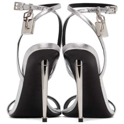 Shop Tom Ford Silver Padlock Heeled 105 Sandals In U8004 Silver