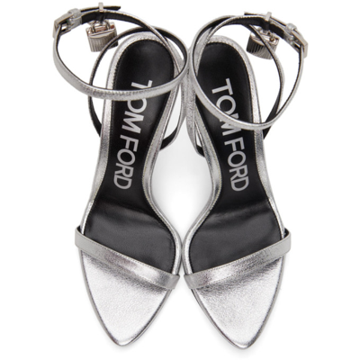 Shop Tom Ford Silver Padlock Heeled 105 Sandals In U8004 Silver