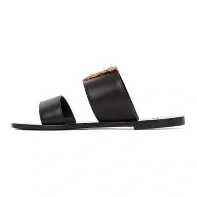 Shop Versace Black Virtus Flat Sandals In Kvo41 Black