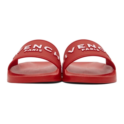 Shop Givenchy Red Logo Flat Sandals In 600 Red