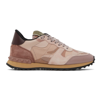 Shop Valentino Pink Camo Rockrunner Sneakers In 56b Multicolor Poudr