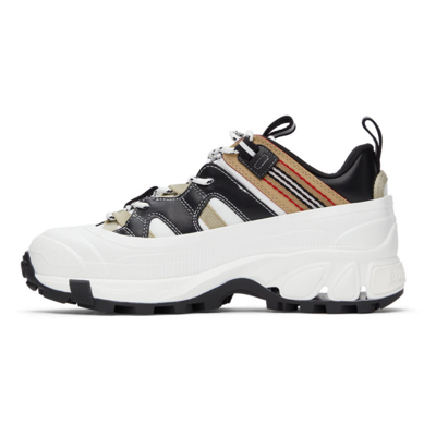 Shop Burberry White Icon Stripe Arthur Sneakers In White/iconstripe