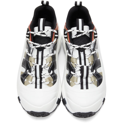 Shop Burberry White Icon Stripe Arthur Sneakers In White/iconstripe