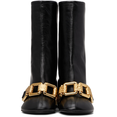 Shop Jil Sander Black Nikky Chain Boots In 001 Dark Black