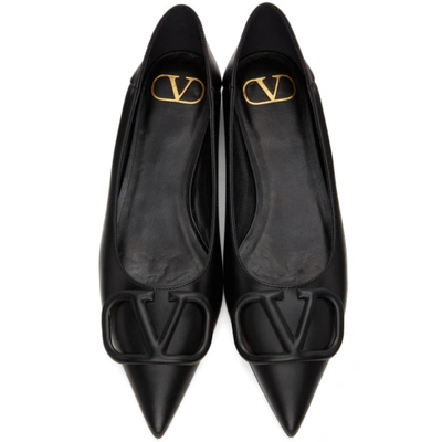 Shop Valentino Black Vlogo Ballerina Flats In 0no Black