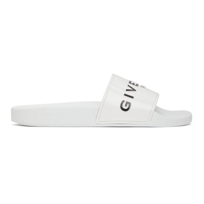 Shop Givenchy Logo Flat Sandals In 100 White