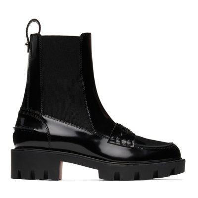 Shop Christian Louboutin Black Montezu Lug Ankle Boots In Bk01 Black