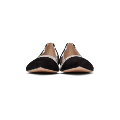 Shop Gianvito Rossi Black Suede Plexi Ballerina Flats In Black/trasp