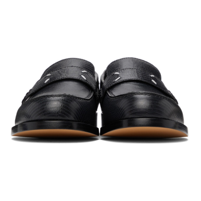 Shop Maison Margiela Black Lizard Camden Loafers In T8013 Black