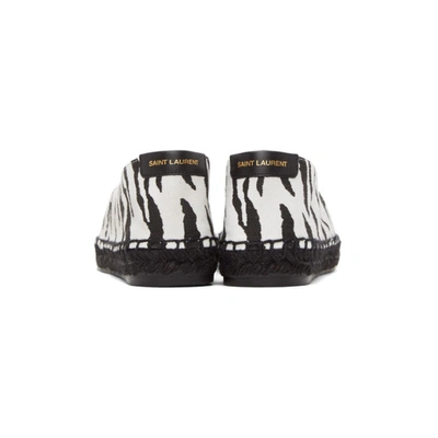 Shop Saint Laurent Black & White Embroidered Canvas Espadrilles In 9179 Beige