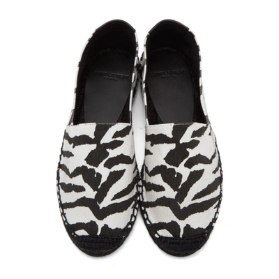 Shop Saint Laurent Black & White Embroidered Canvas Espadrilles In 9179 Beige