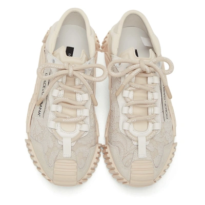 Shop Dolce & Gabbana White Lace & Leather Ns1 Sneakers In 80005 Ghiaccio