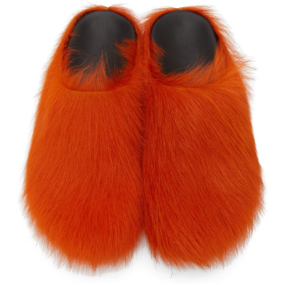 Shop Marni Orange Fussbett Sabot Loafers In 00r35 Orange