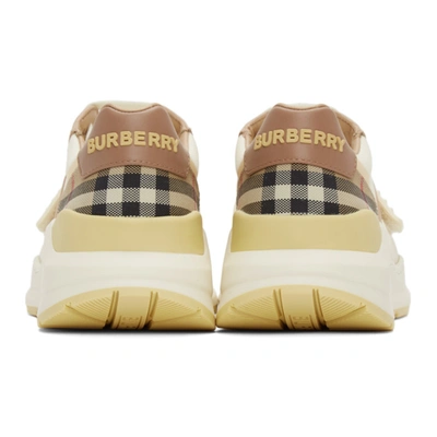 Shop Burberry Beige Ramsey Sneakers In Vanilla/check