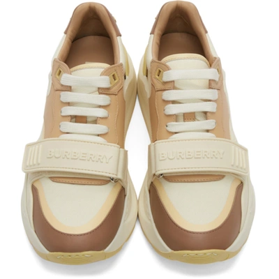 Shop Burberry Beige Ramsey Sneakers In Vanilla/check