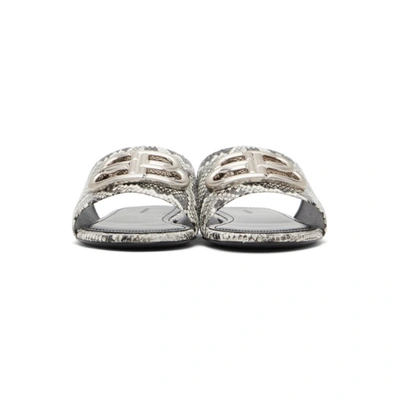 Shop Balenciaga Grey Snake Oval Bb Sandals In 9181 White