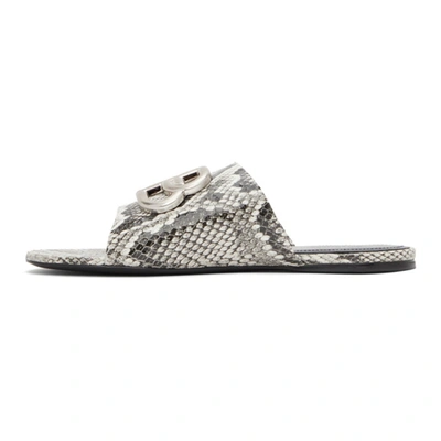 Shop Balenciaga Grey Snake Oval Bb Sandals In 9181 White