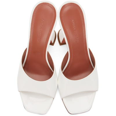 Shop Amina Muaddi White Lupita Slipper Heeled Sandals