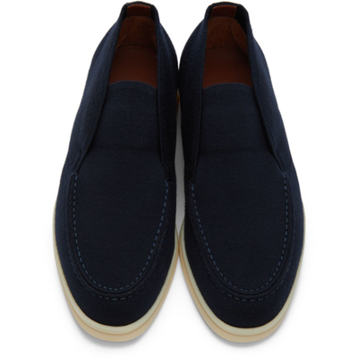 Shop Loro Piana Navy Open Walk Loafers In W000 Blue Navy