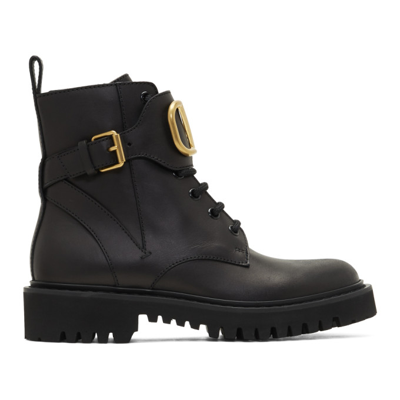 Shop Valentino Vlogo Combat Boots In 0no Black